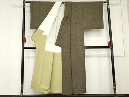 平和屋着物▼上質な小紋　小花柄　黒地　正絹　逸品　AABE2764cs