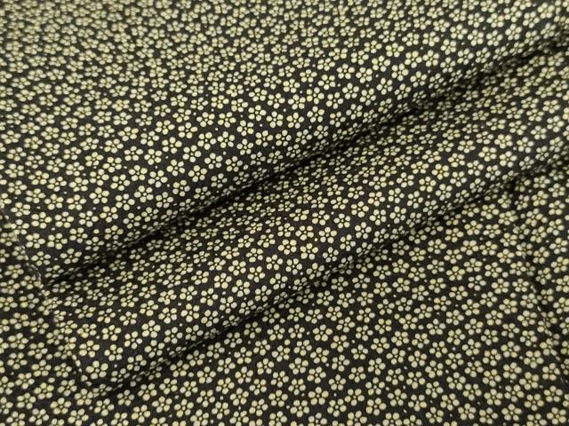 平和屋着物▼上質な小紋　小花柄　黒地　正絹　逸品　AABE2764cs