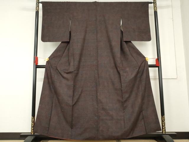 平和屋着物●上質な紬　草花文　正絹　逸品　AABE2769cs
