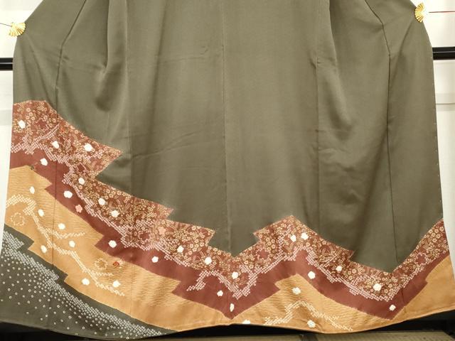 平和屋着物●訪問着　絞り　刺繍　枝梅　金糸　金彩　正絹　逸品　AABE2770cs