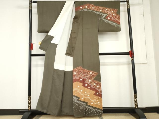 平和屋着物●訪問着　絞り　刺繍　枝梅　金糸　金彩　正絹　逸品　AABE2770cs