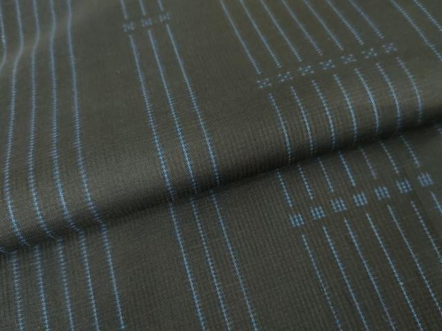 平和屋着物●本場大島紬　一元絣　竹縞　黒地　正絹　逸品　AABE2782cs