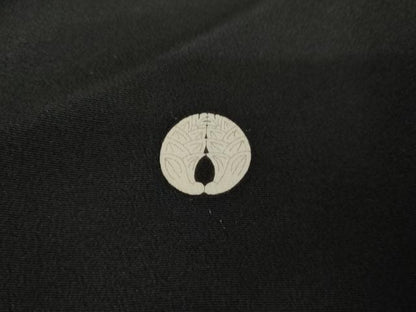 平和屋着物●京和工藝　友禅　黒留袖　駒刺繍　扇面草花文　金糸　金彩　正絹　逸品　AABE2784cs