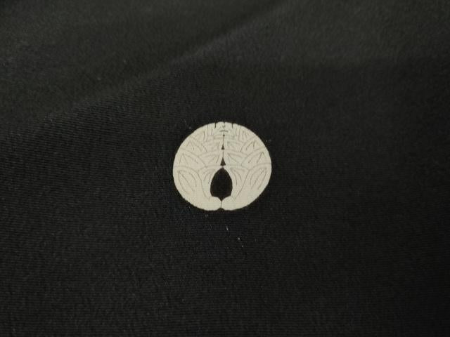 平和屋着物●京和工藝　友禅　黒留袖　駒刺繍　扇面草花文　金糸　金彩　正絹　逸品　AABE2784cs