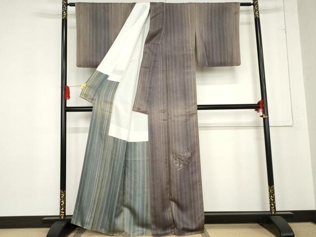 平和屋着物●訪問着　作家物　草花文　金彩　正絹　逸品　AABE2801cs