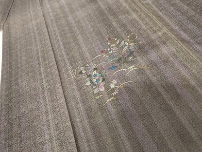 平和屋着物●訪問着　作家物　草花文　金彩　正絹　逸品　AABE2801cs