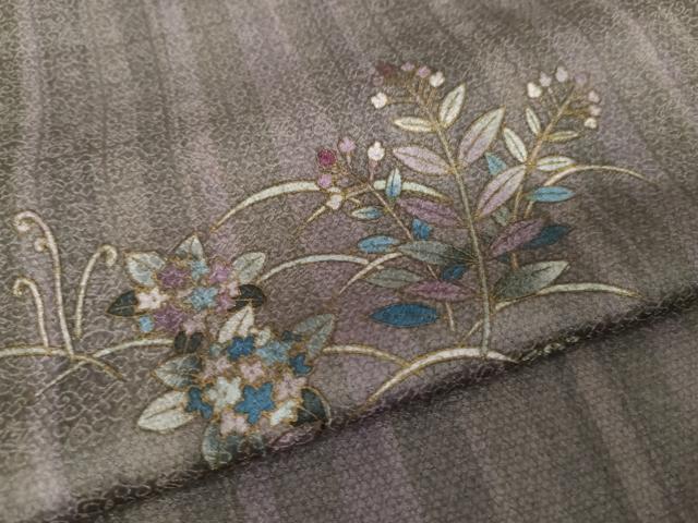 平和屋着物●訪問着　作家物　草花文　金彩　正絹　逸品　AABE2801cs