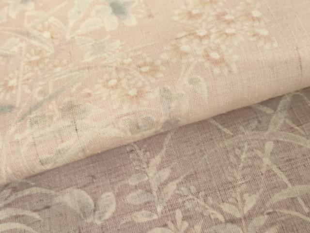 平和屋着物●訪問着　紬地　手描き　枝花文　正絹　逸品　AABE2805cs