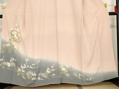 平和屋着物●訪問着 友禅 梅松花文 暈し染め 正絹 逸品 AABE2808cs