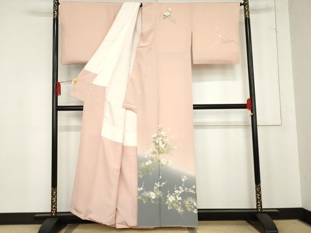 平和屋着物●訪問着 友禅 梅松花文 暈し染め 正絹 逸品 AABE2808cs