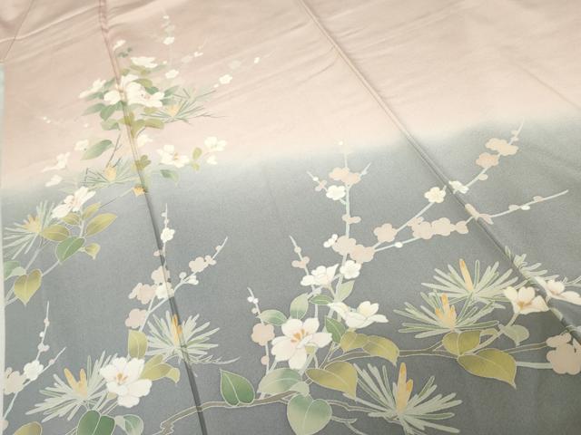 平和屋着物●訪問着 友禅 梅松花文 暈し染め 正絹 逸品 AABE2808cs
