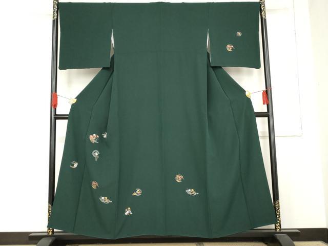 平和屋着物●訪問着　刺繍　花丸文　鈴乃屋扱い　正絹　逸品　AABE2814cs