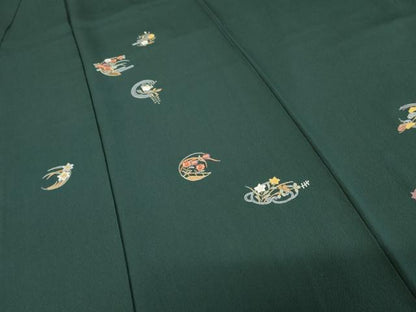平和屋着物●訪問着　刺繍　花丸文　鈴乃屋扱い　正絹　逸品　AABE2814cs