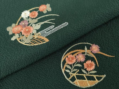 平和屋着物●訪問着　刺繍　花丸文　鈴乃屋扱い　正絹　逸品　AABE2814cs