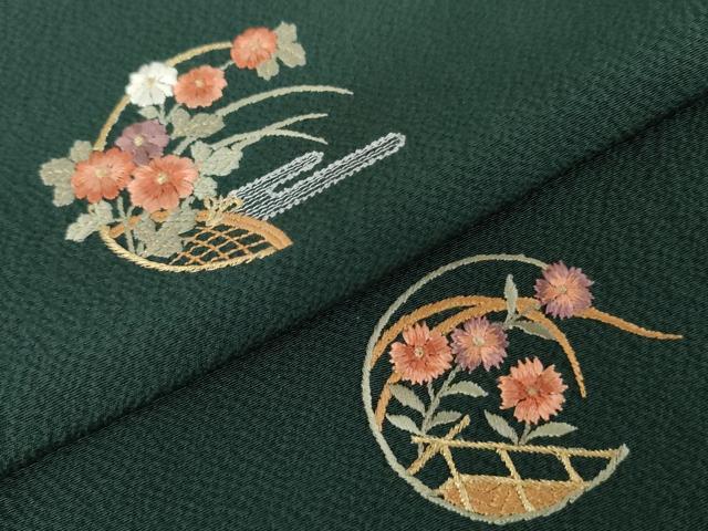 平和屋着物●訪問着　刺繍　花丸文　鈴乃屋扱い　正絹　逸品　AABE2814cs