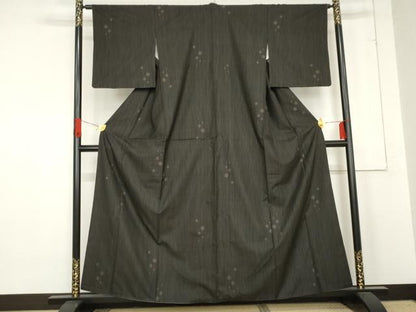 平和屋着物●本場大島紬　一元7マルキ　総絣　大小あられ　黒地　正絹　逸品　AABE2824cs