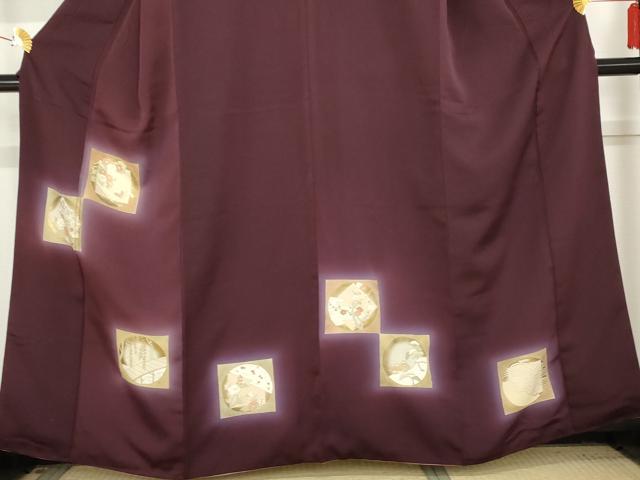 平和屋着物●訪問着　色紙風景花文　暈し染め　金彩　正絹　逸品　AABE2851cs