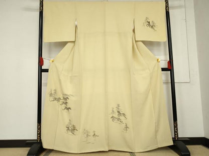 平和屋着物●訪問着　手描き　馬　正絹　逸品　AABE2853cs