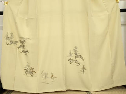 平和屋着物●訪問着　手描き　馬　正絹　逸品　AABE2853cs