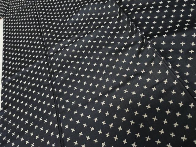 平和屋着物●お召　十字　濃紺地　正絹　逸品　未使用　AABE2863cs 平和屋着物○お召 十字 濃紺地 正絹 逸品 未使用 AABE2863cs