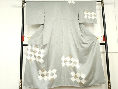 平和屋着物●訪問着　絞り　刺繍　草花文　金糸　金彩　鈴乃屋扱い　正絹　逸品　AABE2869cs