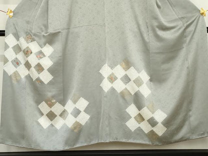 平和屋着物●訪問着　絞り　刺繍　草花文　金糸　金彩　鈴乃屋扱い　正絹　逸品　AABE2869cs