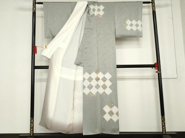 平和屋着物●訪問着　絞り　刺繍　草花文　金糸　金彩　鈴乃屋扱い　正絹　逸品　AABE2869cs