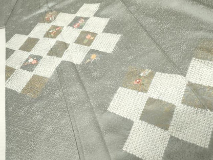平和屋着物●訪問着　絞り　刺繍　草花文　金糸　金彩　鈴乃屋扱い　正絹　逸品　AABE2869cs