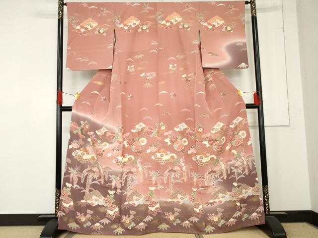 平和屋着物●訪問着　吉祥草花文　暈し染め　金彩　高島屋扱い　正絹　逸品　AABE2875cs