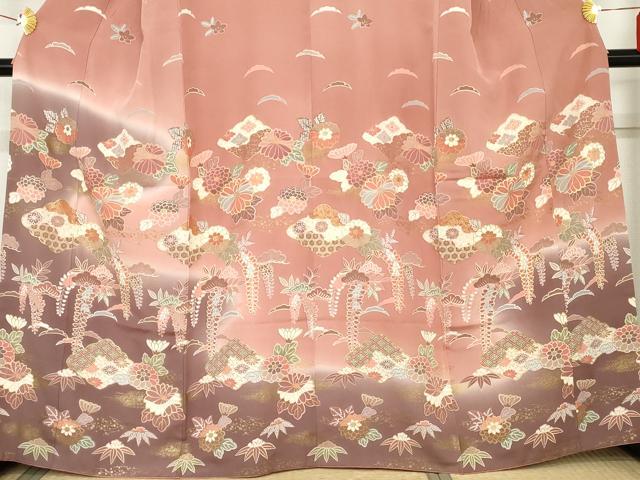 平和屋着物●訪問着　吉祥草花文　暈し染め　金彩　高島屋扱い　正絹　逸品　AABE2875cs