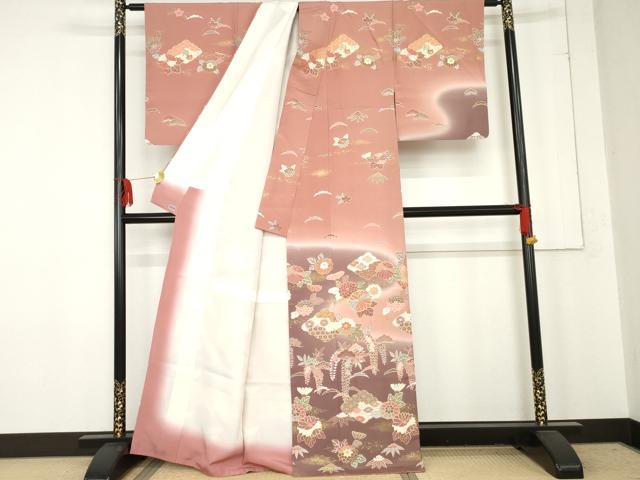 平和屋着物●訪問着　吉祥草花文　暈し染め　金彩　高島屋扱い　正絹　逸品　AABE2875cs