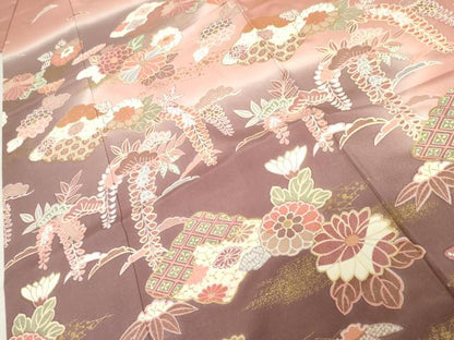 平和屋着物●訪問着　吉祥草花文　暈し染め　金彩　高島屋扱い　正絹　逸品　AABE2875cs