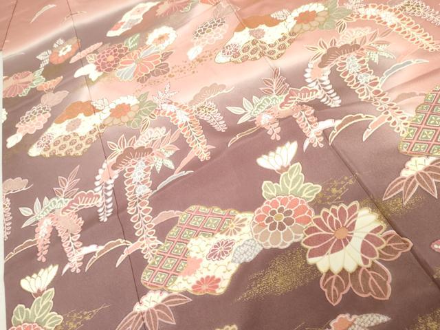 平和屋着物●訪問着　吉祥草花文　暈し染め　金彩　高島屋扱い　正絹　逸品　AABE2875cs