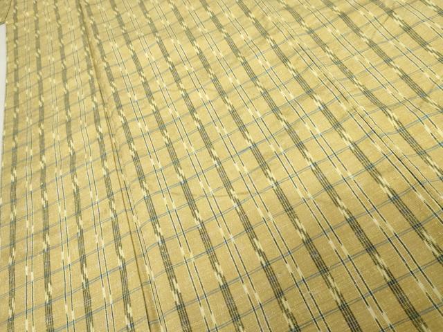 平和屋着物●上質な紬 変わり格子 胴抜き仕立て 正絹 逸品 AABE2887cs