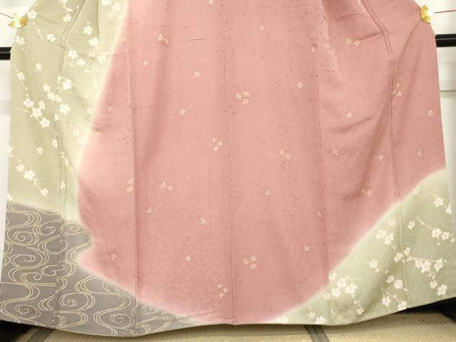 平和屋着物●訪問着　流水枝花文　暈し染め　金彩　正絹　逸品　AABE2892cs