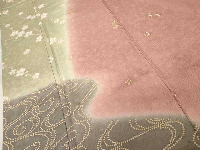 平和屋着物●訪問着　流水枝花文　暈し染め　金彩　正絹　逸品　AABE2892cs