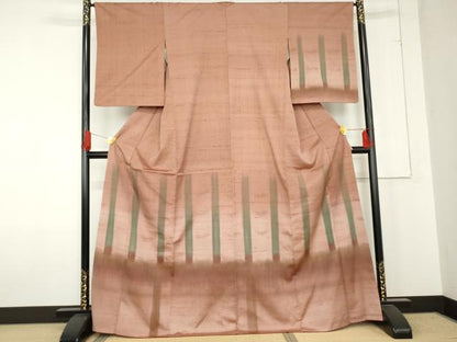 平和屋着物●訪問着　紬地　変わり縞　正絹　逸品　AABE2898cs
