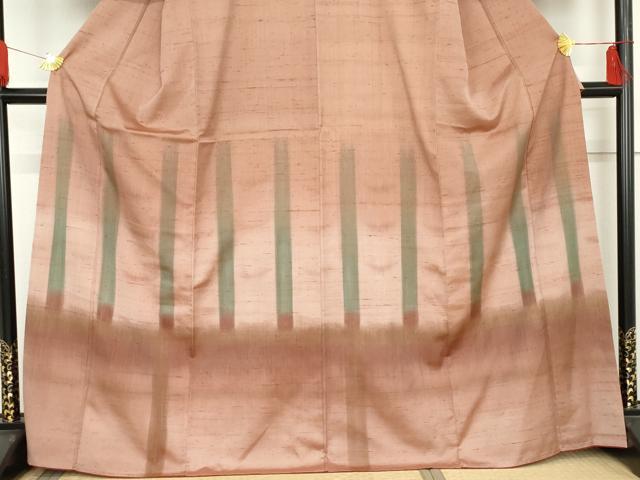 平和屋着物●訪問着　紬地　変わり縞　正絹　逸品　AABE2898cs