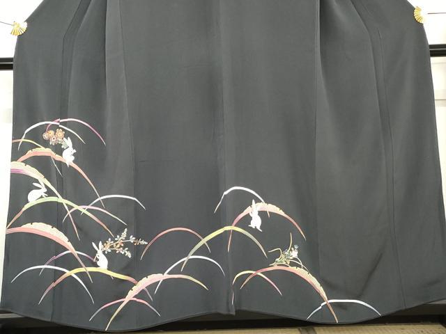 平和屋着物○訪問着 雪芝に兎 金彩 鬼しぼ縮緬 正絹 逸品