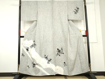 平和屋着物●訪問着　更紗花文　たたき染め　金銀彩　正絹　逸品　AABE2911cs