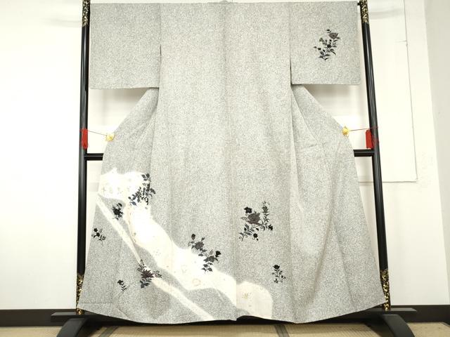 平和屋着物●訪問着　更紗花文　たたき染め　金銀彩　正絹　逸品　AABE2911cs