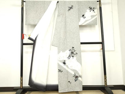 平和屋着物●訪問着　更紗花文　たたき染め　金銀彩　正絹　逸品　AABE2911cs