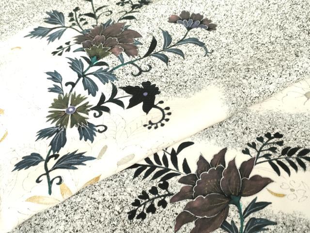 平和屋着物●訪問着　更紗花文　たたき染め　金銀彩　正絹　逸品　AABE2911cs