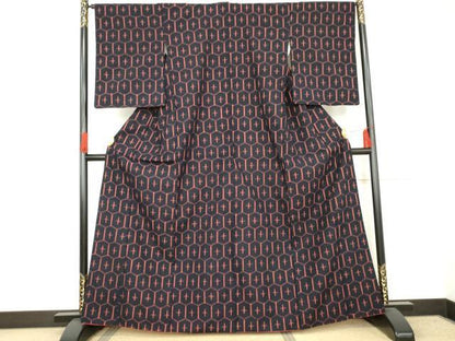 平和屋着物●上質な紬 亀甲文 正絹 逸品 AABE2913cs