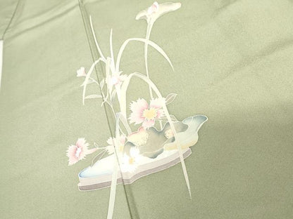 平和屋着物●訪問着 友禅 作家物 枝花文 正絹 逸品 AABE2919cs
