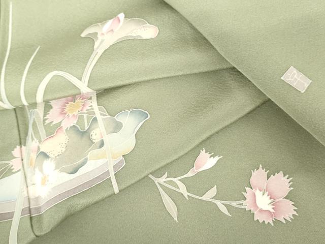 平和屋着物●訪問着 友禅 作家物 枝花文 正絹 逸品 AABE2919cs