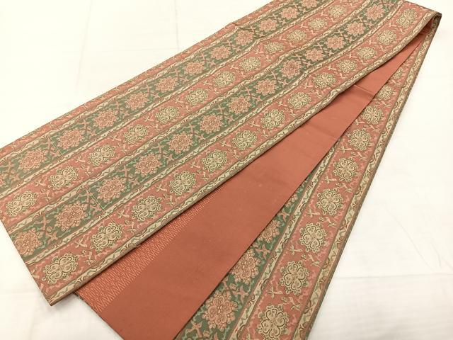 平和屋着物◎本場筑前博多織 両面 全通柄袋帯 花鳥間道 正絹