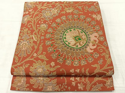 平和屋着物◎六通柄　本袋帯　更紗花文　正絹　逸品　AABE2989uk