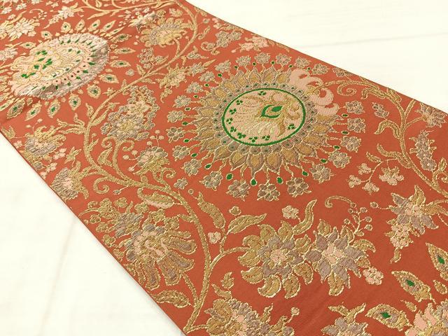 平和屋着物◎六通柄　本袋帯　更紗花文　正絹　逸品　AABE2989uk