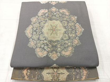 平和屋着物◎六通柄　本袋帯　紫幸織　天平大唐花　金銀糸　正絹　逸品　AABE2997uk